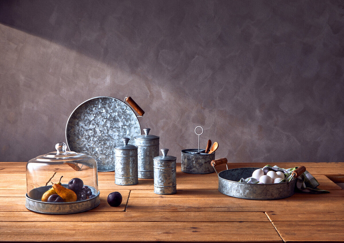 Set of Three Galvanised Steel Canisters | Drummond