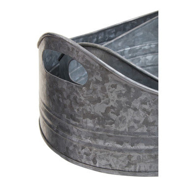 Set of Two Galvanised Steel Oval Trays | Drummond