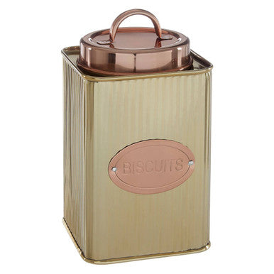Square Biscuits Canister in Gold | Prescott