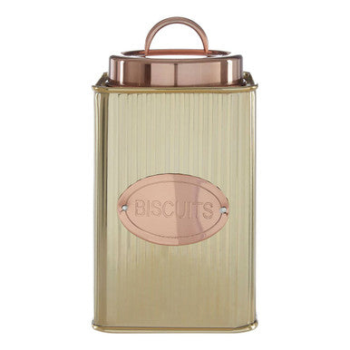 Square Biscuits Canister in Gold | Prescott