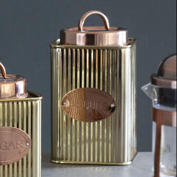 Square Biscuits Canister in Gold | Prescott