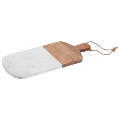 Rectangular Marble and Acacia Wood Paddle Board | Monzaro