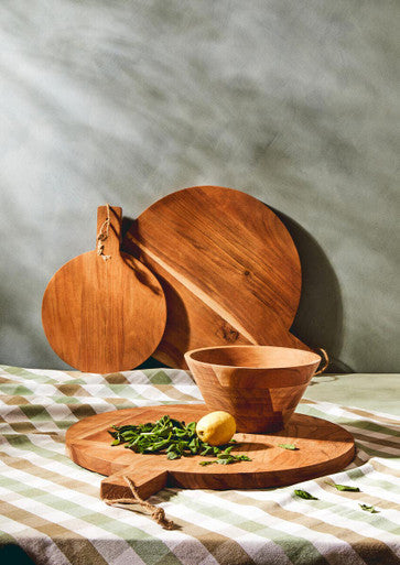 Acacia Wood Large Round Chopping and Serving Board Natural Finish | Socorro