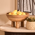Mango Wood Serving or Fruit Bowl with Footed Base | Kara