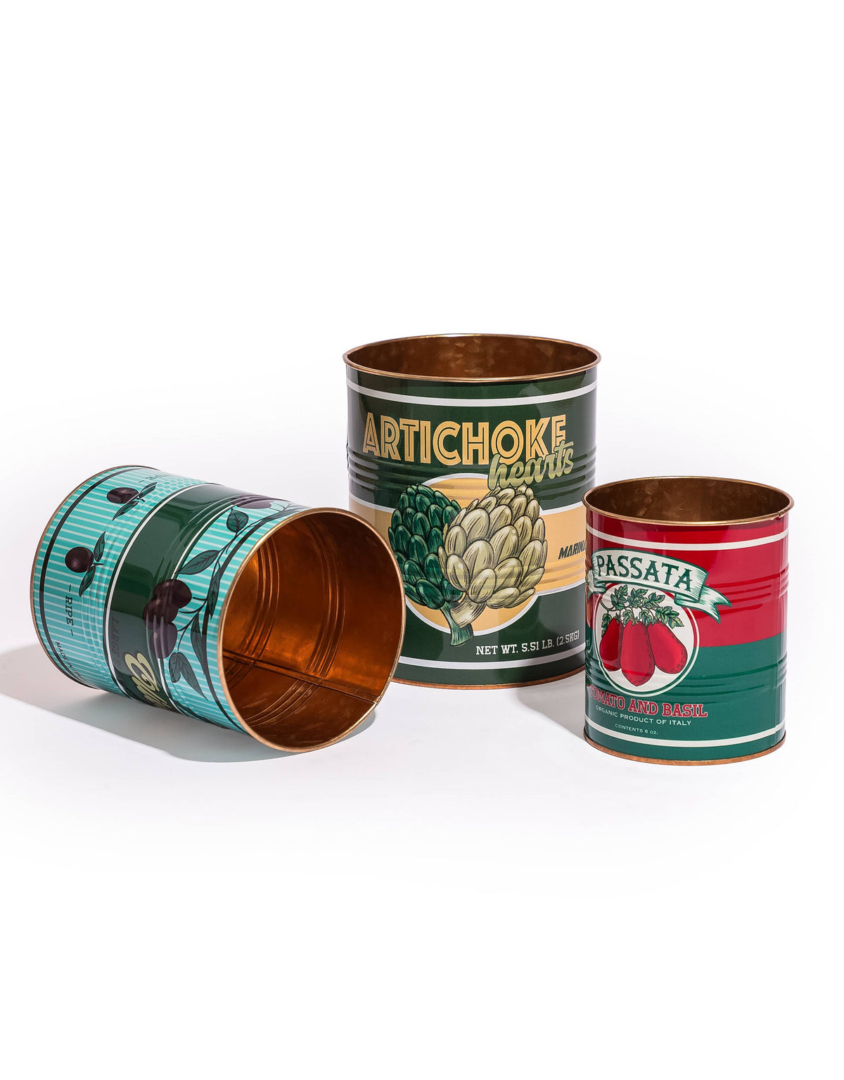 Set of 3 Retro "Tomato, Olives, Passata" Storage Tins