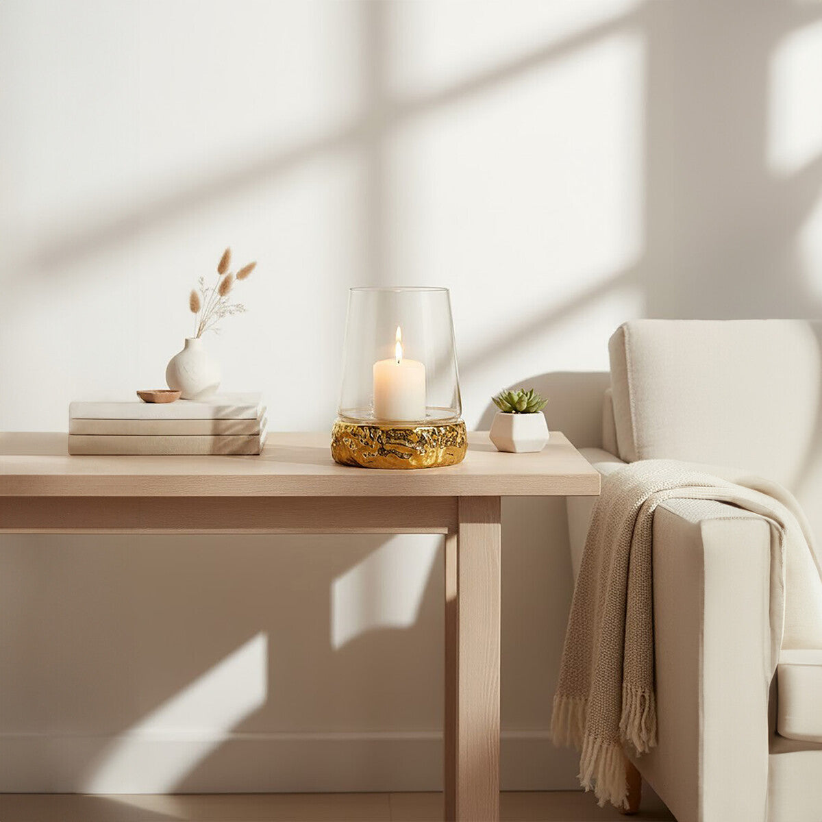 Small Gold Hurricane Candle Holder | Martele