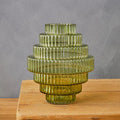 Small Green Ribbed Glass Vase | Benka