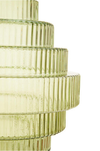 Large Green Ribbed Glass Vase | Benka