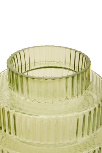 Large Green Ribbed Glass Vase | Benka
