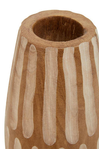 Arlo Brown and Natural Small Engraved Wood Vase