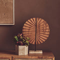 Natural Wood Sculpture with Travertine Base | Westo