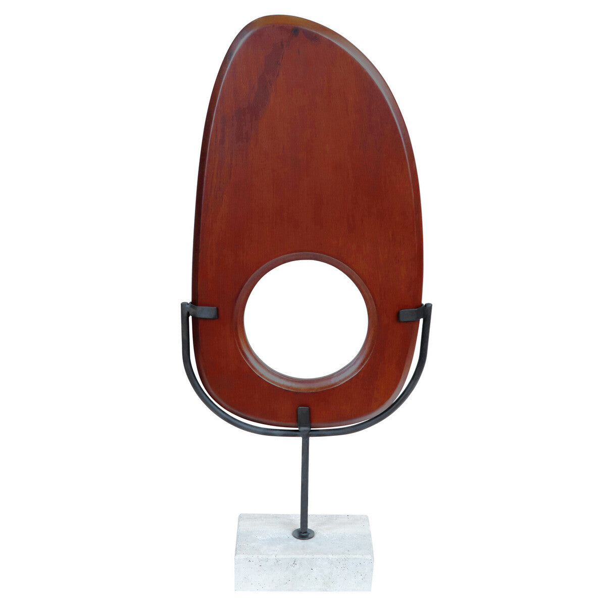Natural Wood Vertical Sculpture with Travertine Base | Westo