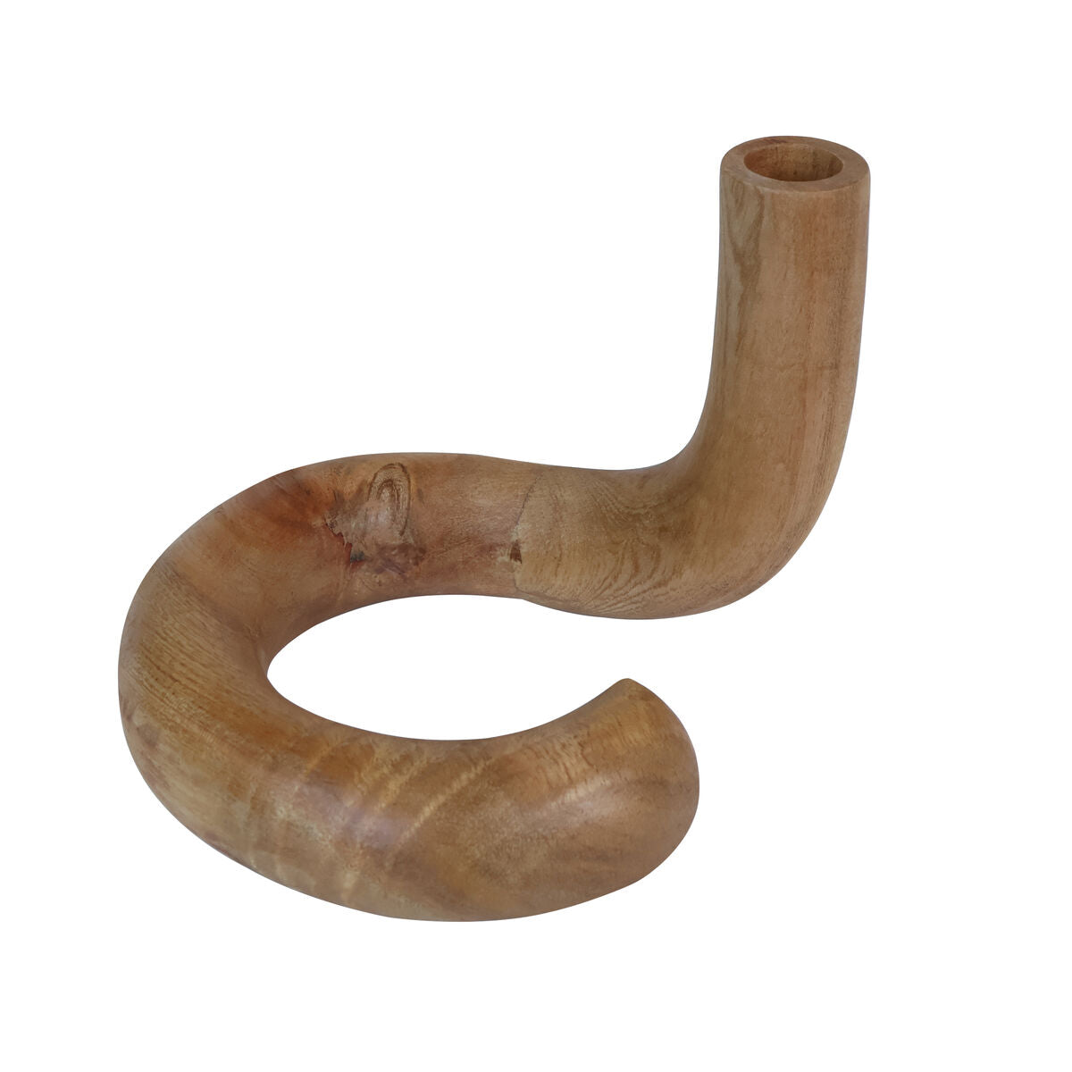 Arlo Natural Wood Candle Holder with Curved Design