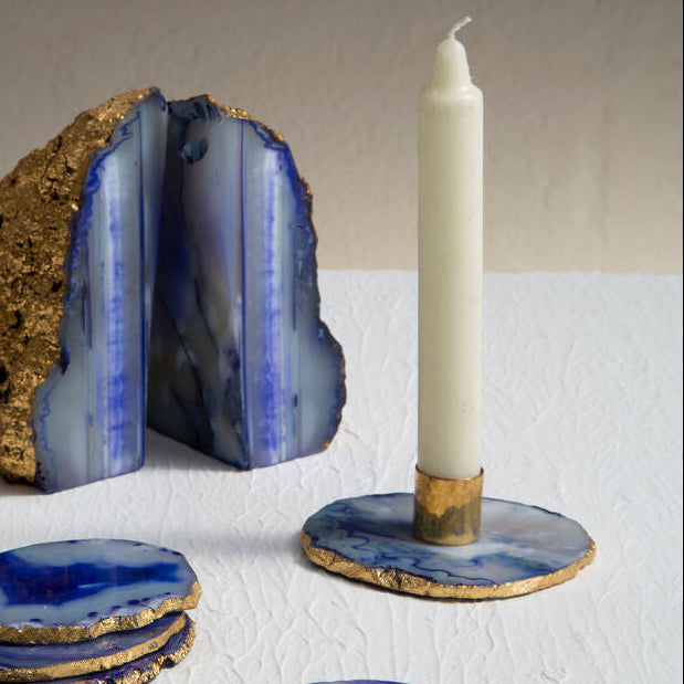 Blue and Gold Candle Holder | Bowerbird Agata