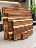 Premium Acacia Wood Chopping Board Set with Stand – 4 Piece Kitchen Collection